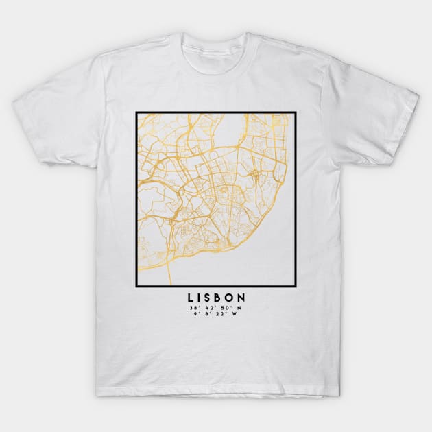 LISBON PORTUGAL CITY STREET MAP ART T-Shirt by deificusArt